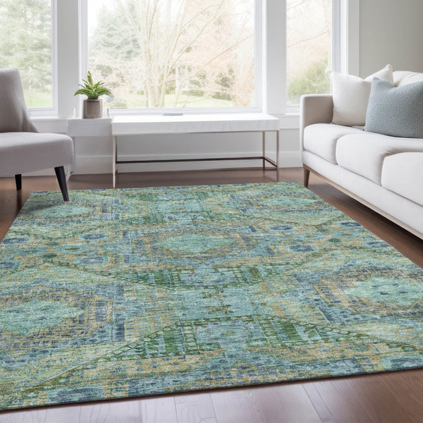 HomeRoots 8' X 10' Vibrant Moroccan Quatrefoil Area Rug – Washable, Stain-Resistant for Indoor & Outdoor Use! 626173