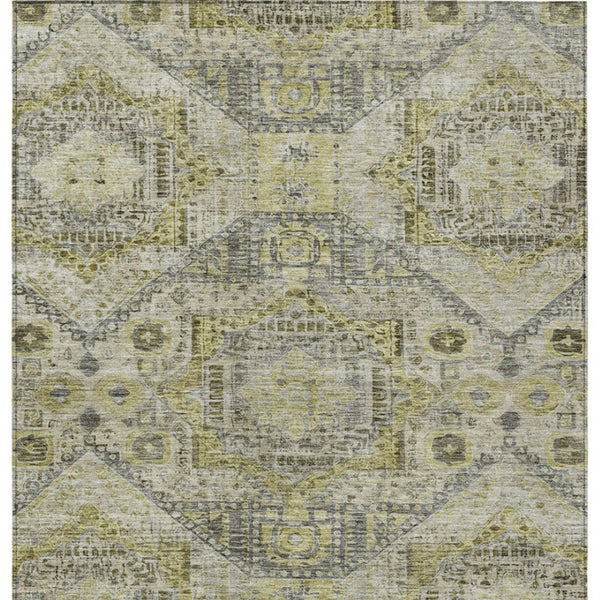HomeRoots 5' X 8' Khaki and Gray Moroccan Area Rug - Stylish, Washable, Durable for Indoor & Outdoor Spaces 626177