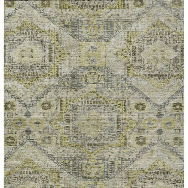 HomeRoots 5' X 8' Khaki and Gray Moroccan Area Rug - Stylish, Washable, Durable for Indoor & Outdoor Spaces 626177