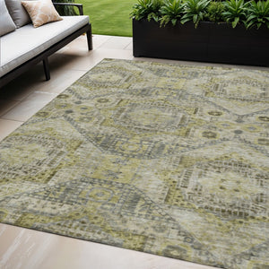 HomeRoots 5' X 8' Khaki and Gray Moroccan Area Rug - Stylish, Washable, Durable for Indoor & Outdoor Spaces 626177