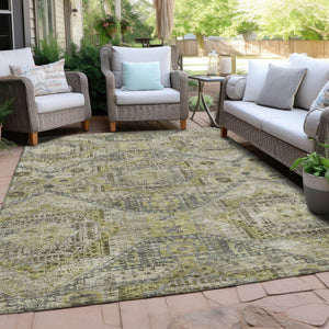 HomeRoots 5' X 8' Khaki and Gray Moroccan Area Rug - Stylish, Washable, Durable for Indoor & Outdoor Spaces 626177
