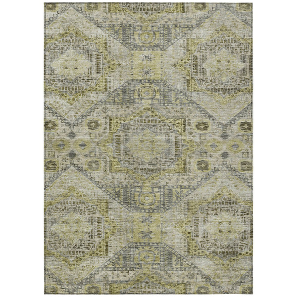 HomeRoots 5' X 8' Khaki and Gray Moroccan Area Rug - Stylish, Washable, Durable for Indoor & Outdoor Spaces 626177