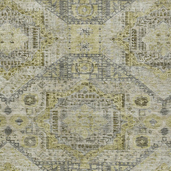 HomeRoots 5' X 8' Khaki and Gray Moroccan Area Rug - Stylish, Washable, Durable for Indoor & Outdoor Spaces 626177