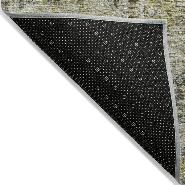 HomeRoots 8' Khaki and Gray Round Moroccan Rug - Stylish, Washable Indoor-Outdoor Area Rug for Any Space 626178