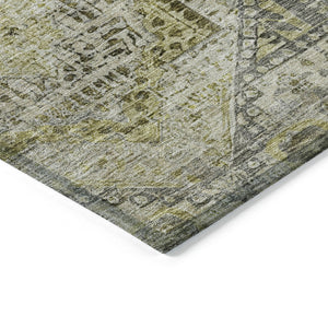 HomeRoots 8' Khaki and Gray Round Moroccan Rug - Stylish, Washable Indoor-Outdoor Area Rug for Any Space 626178