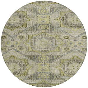 HomeRoots 8' Khaki and Gray Round Moroccan Rug - Stylish, Washable Indoor-Outdoor Area Rug for Any Space 626178