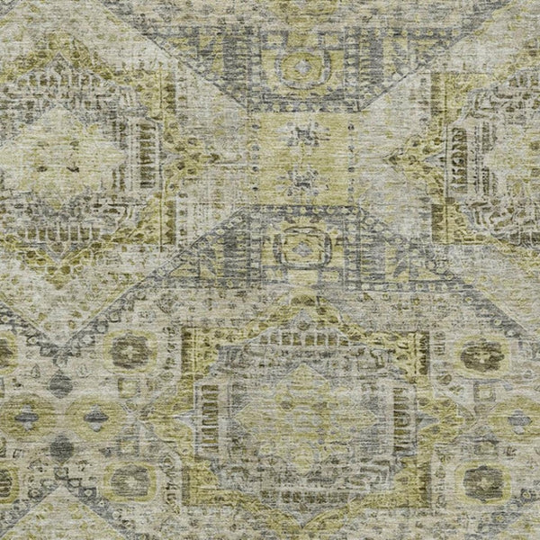 HomeRoots 9' X 12' Khaki and Gray Moroccan Indoor/Outdoor Area Rug - Washable, Stain-Resistant, Versatile Design 626180