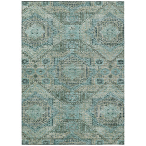 HomeRoots 5' X 8' Sage and Teal Blue Moroccan Area Rug – Durable, Washable, Stylish for Indoor & Outdoor Use 626183