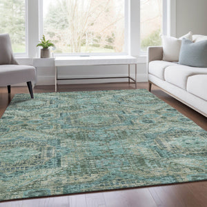 HomeRoots 5' X 8' Sage and Teal Blue Moroccan Area Rug – Durable, Washable, Stylish for Indoor & Outdoor Use 626183