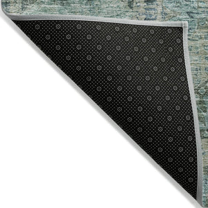 HomeRoots 8' Sage and Teal Round Moroccan Area Rug - Stylish Washable Design for Indoor & Outdoor Spaces 626184