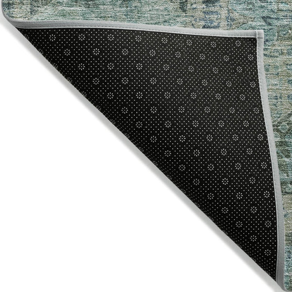 HomeRoots 8' Sage and Teal Round Moroccan Area Rug - Stylish Washable Design for Indoor & Outdoor Spaces 626184