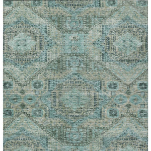 HomeRoots 8' X 10' Sage and Teal Moroccan Area Rug - Washable, Durable, Stylish for Indoor & Outdoor Spaces 626185
