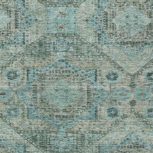 HomeRoots 8' X 10' Sage and Teal Moroccan Area Rug - Washable, Durable, Stylish for Indoor & Outdoor Spaces 626185