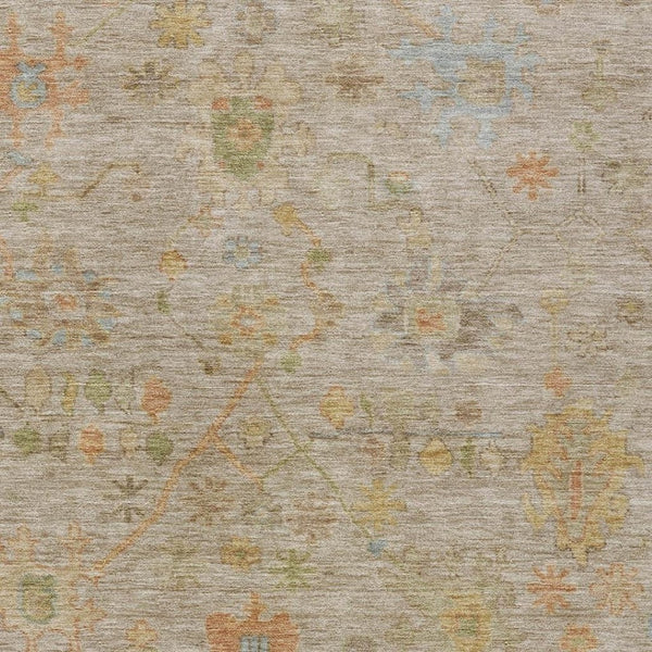 HomeRoots 5' Beige and Orange Floral Area Rug - Washable, Durable Design for Indoor/Outdoor Spaces, 5x8 ft 626189