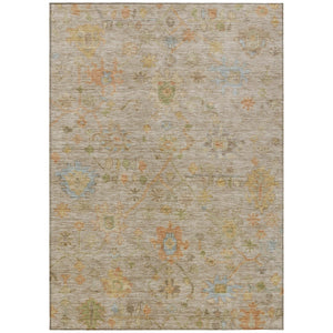HomeRoots 5' Beige and Orange Floral Area Rug - Washable, Durable Design for Indoor/Outdoor Spaces, 5x8 ft 626189