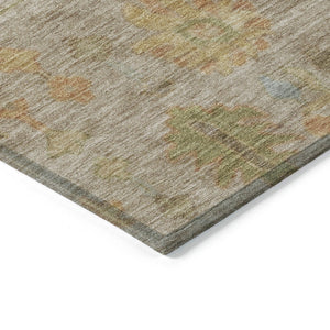 HomeRoots 8' Round Floral Area Rug in Beige and Orange - Washable, Durable, Ideal for Indoor & Outdoor Spaces 626190