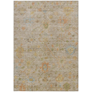 HomeRoots 8' X 10' Beige and Orange Floral Area Rug - Versatile, Washable, Stain-Resistant for Indoor/Outdoor Use 626191