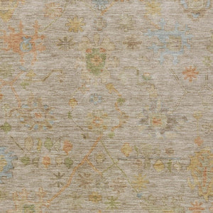 HomeRoots 9' X 12' Beige and Orange Floral Washable Area Rug – Stain-Resistant, Durable, Chic for Indoors & Outdoors 626192