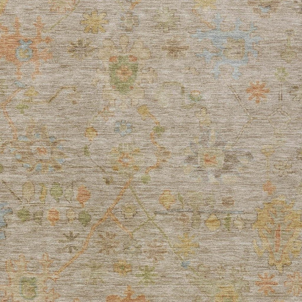 HomeRoots 10' Beige and Orange Floral Indoor Outdoor Area Rug – Durable, Washable, Stylish for Any Space! 626193