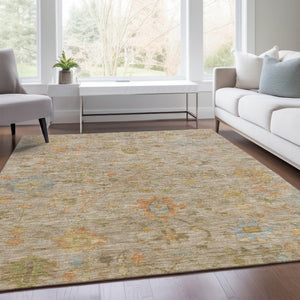HomeRoots 10' Beige and Orange Floral Indoor Outdoor Area Rug – Durable, Washable, Stylish for Any Space! 626193