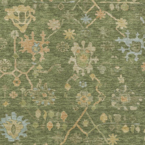 HomeRoots 8' X 10' Fern Green & Gold Floral Area Rug – Durable, Washable, Perfect for Indoor & Outdoor Spaces! 626209