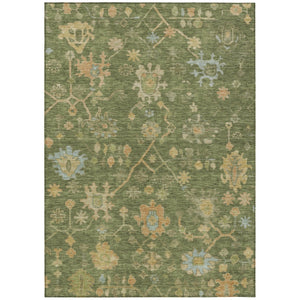 HomeRoots 8' X 10' Fern Green & Gold Floral Area Rug – Durable, Washable, Perfect for Indoor & Outdoor Spaces! 626209