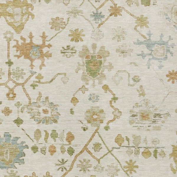 HomeRoots 8' X 10' Elegant Ivory and Gold Floral Area Rug – Durable, Washable, Indoor/Outdoor Versatility! 626221