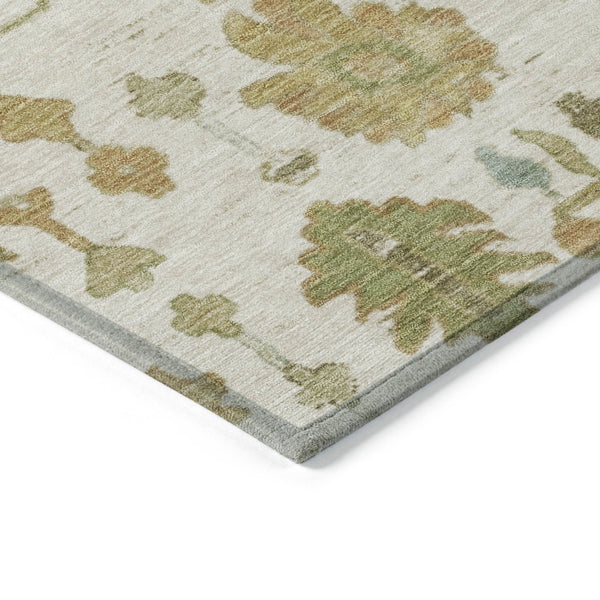 HomeRoots 9' X 12' Elegant Ivory and Gold Floral Area Rug - Durable, Washable Design for Indoor & Outdoor Use 626222