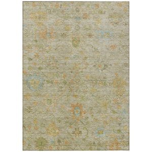 HomeRoots 8' X 10' Khaki Floral Area Rug - Washable, Stain-Resistant, Perfect for Indoor & Outdoor Use! 626227