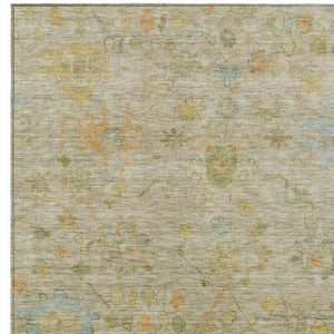 HomeRoots 8' X 10' Khaki Floral Area Rug - Washable, Stain-Resistant, Perfect for Indoor & Outdoor Use! 626227