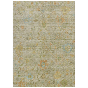 HomeRoots 9' X 12' Khaki Floral Area Rug - Washable, Durable, Indoor/Outdoor Design for High-Traffic Spaces 626228