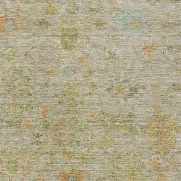 HomeRoots 10' Elegant Khaki and Beige Floral Washable Area Rug for Indoor & Outdoor Spaces - Durable & Stylish! 626229