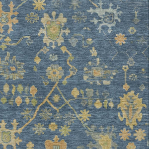 HomeRoots 10' Navy Blue and Gold Floral Area Rug - Washable, Durable, Indoor/Outdoor, Perfect for High-Traffic Spaces 626235