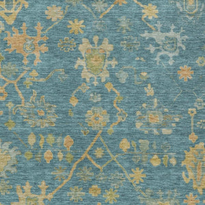 HomeRoots 9' X 12' Teal Blue & Gold Floral Area Rug - Stylish, Washable, & Durable for Indoor/Outdoor Use! 626252