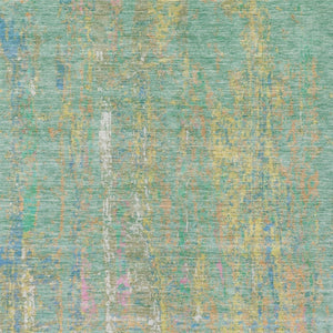 HomeRoots 9' Vibrant Teal Blue Yellow Orange Abstract Washable Area Rug for Indoor & Outdoor Spaces 626264