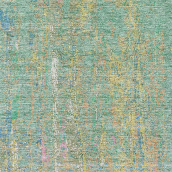 HomeRoots 9' Vibrant Teal Blue Yellow Orange Abstract Washable Area Rug for Indoor & Outdoor Spaces 626264