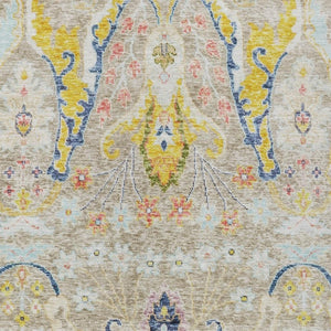 HomeRoots 8' X 10' Washable Indoor/Outdoor Area Rug in Beige, Gold & Fern Green - Durable Floral Design! 626269