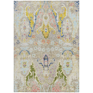 HomeRoots 9' Indoor/Outdoor Washable Floral Area Rug in Beige, Gold & Fern Green – Perfect for High-Traffic Spaces 626270