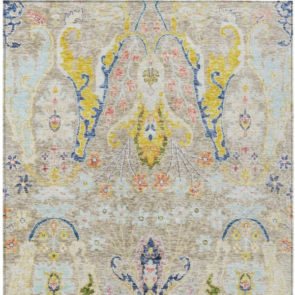 HomeRoots 10' X 14' Elegant Floral Indoor Outdoor Area Rug - Durable, Machine Washable, Stain Resistant Design 626271