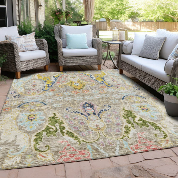 HomeRoots 10' X 14' Elegant Floral Indoor Outdoor Area Rug - Durable, Machine Washable, Stain Resistant Design 626271