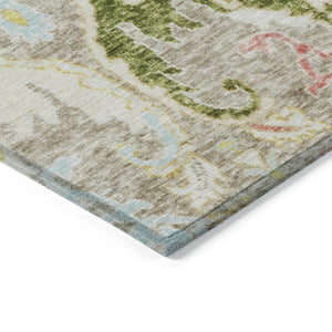 HomeRoots 10' X 14' Elegant Floral Indoor Outdoor Area Rug - Durable, Machine Washable, Stain Resistant Design 626271