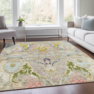HomeRoots 10' X 14' Elegant Floral Indoor Outdoor Area Rug - Durable, Machine Washable, Stain Resistant Design 626271