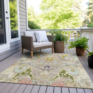 HomeRoots 10' X 14' Elegant Floral Indoor Outdoor Area Rug - Durable, Machine Washable, Stain Resistant Design 626271