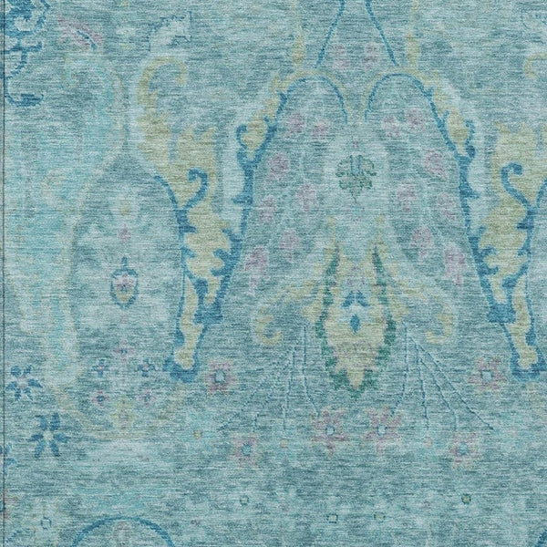 HomeRoots 9' Floral Area Rug in Blue, Aqua & Green - Stylish, Washable Design for Indoor & Outdoor Spaces! 626276