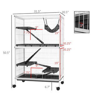 English Elm Pawhut Five Tier Ferret Chinchilla Habitat Steel Wire Enclosure with Hammock Rolling Base W2225P173730