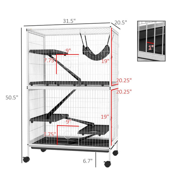English Elm Pawhut Five Tier Ferret Chinchilla Habitat Steel Wire Enclosure with Hammock Rolling Base W2225P173730