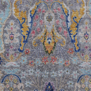 HomeRoots 9' X 12' Elegant Gray Gold Navy Floral Washable Rug - Durable, Stylish for Indoor & Outdoor Spaces 626288
