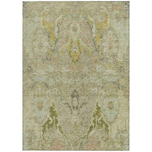 HomeRoots 5' X 8' Khaki Gold Beige Floral Indoor Outdoor Area Rug - Washable, Durable, Stylish Décor Solution 626291
