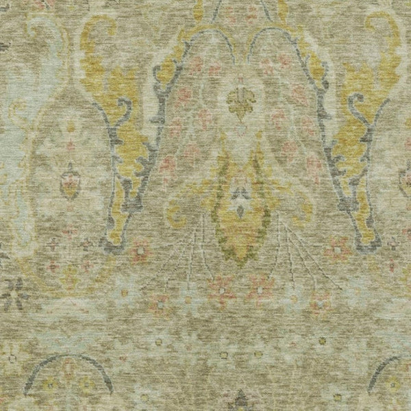 HomeRoots 5' X 8' Khaki Gold Beige Floral Indoor Outdoor Area Rug - Washable, Durable, Stylish Décor Solution 626291