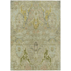 HomeRoots 5' X 8' Khaki Gold Beige Floral Indoor Outdoor Area Rug - Washable, Durable, Stylish Décor Solution 626291